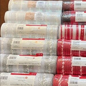 Heather’s deco mesh 6 rolls of silver and white deco mesh rolls